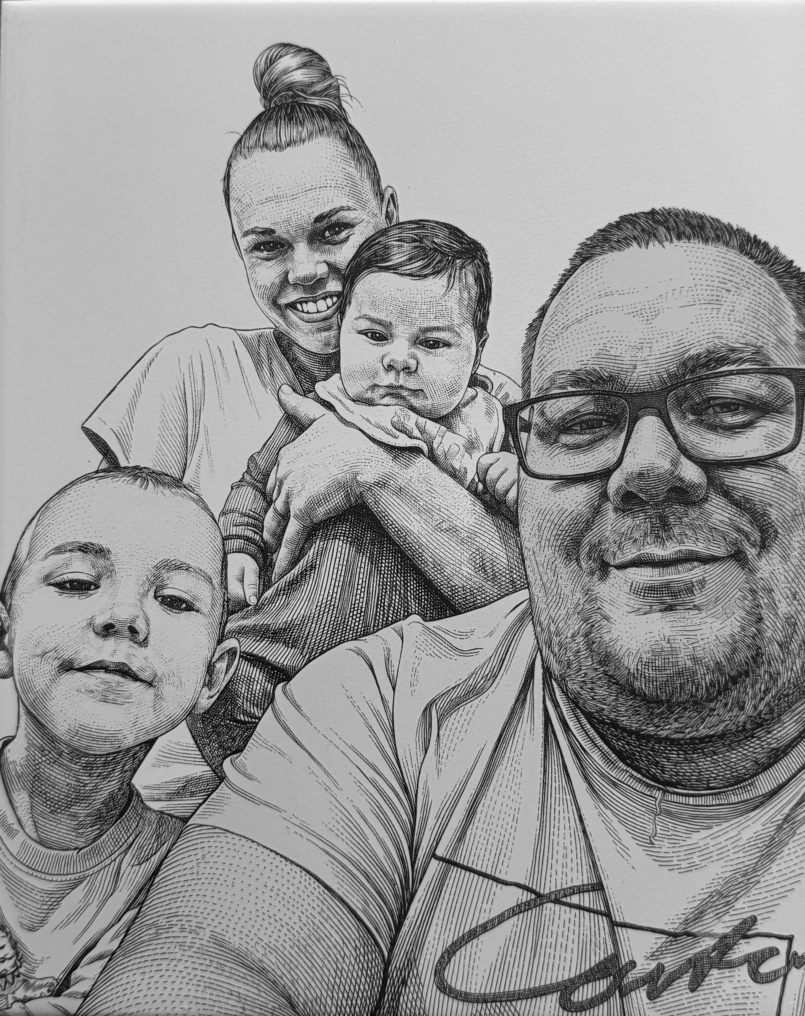 Egyedi fotógravírozás csempére - Portré grafika 200x250